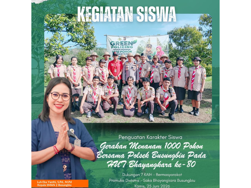 🌱 Pramuka Dwisma Ikuti Gerakan Menanam 1.000 Pohon Bersama Polsek Busungbiu