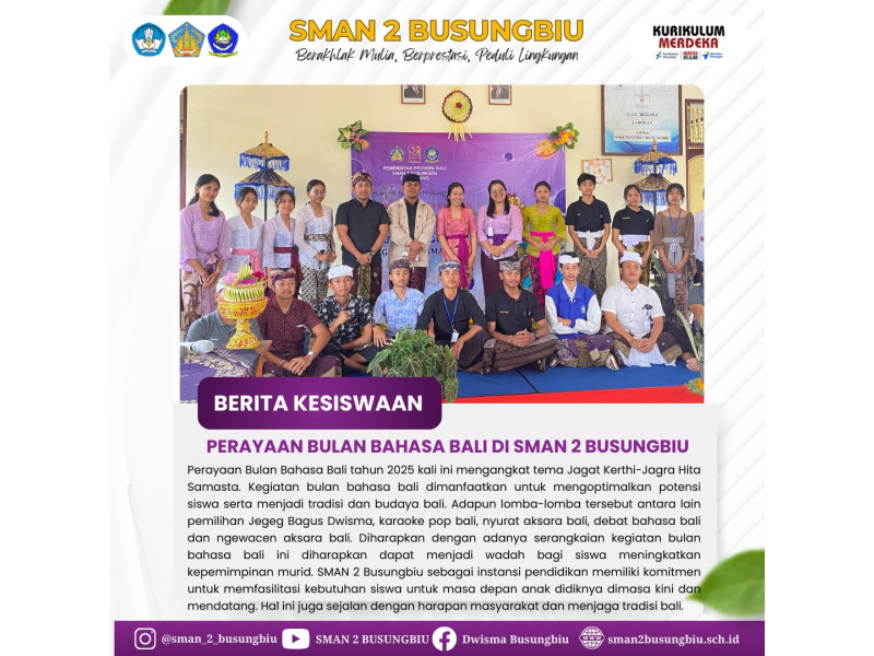 PERAYAAN BULAN BAHASA BALI DWISMA 2025